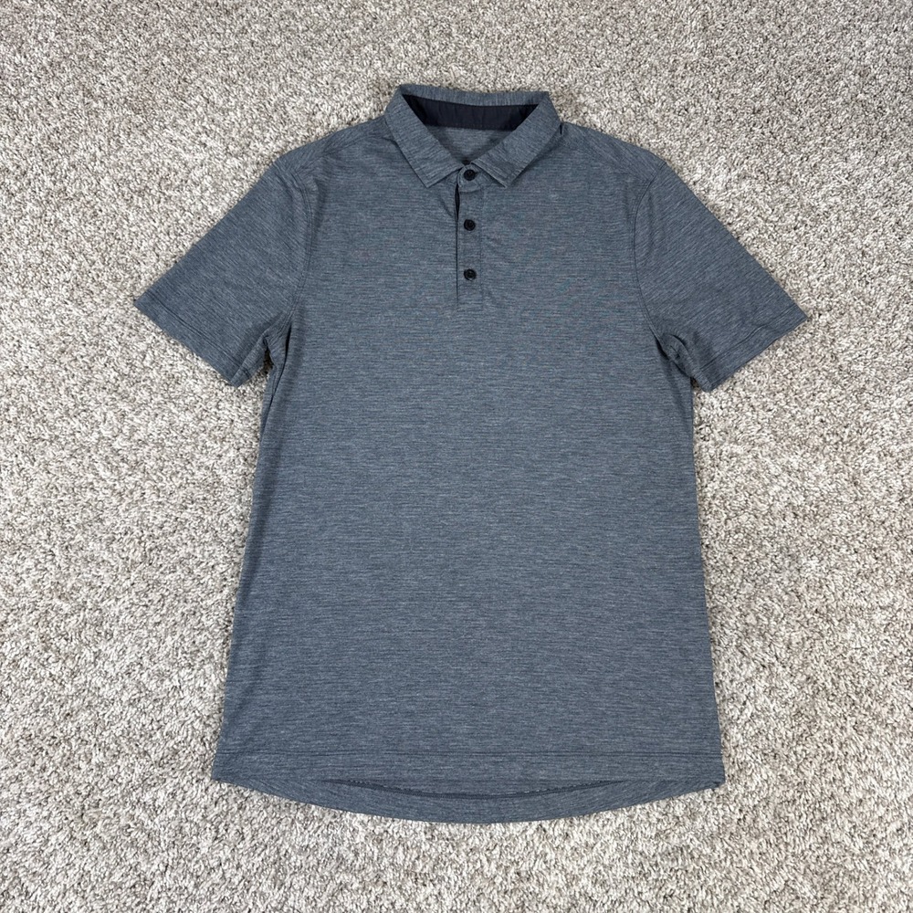 Lululemon Polo Shirt Mens S Gray Evolution Heathered Short Sleeve Tech